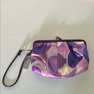 Coach Purple Quilted Wristlet with Holographic Finish